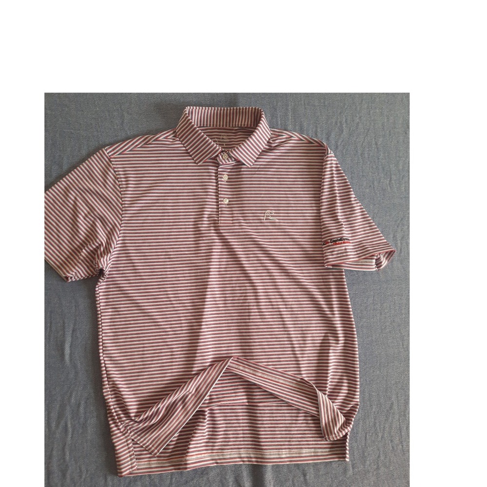 Rhoback Men Large Performance Polo Striped Golf Short Sleeve USA Flag  SEE